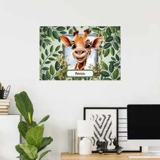 Affiche Girafe de la jungle mignonne pour enfants unisexe 