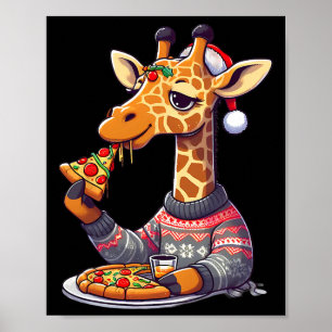 Affiche Girafe de Pizza de Noël 