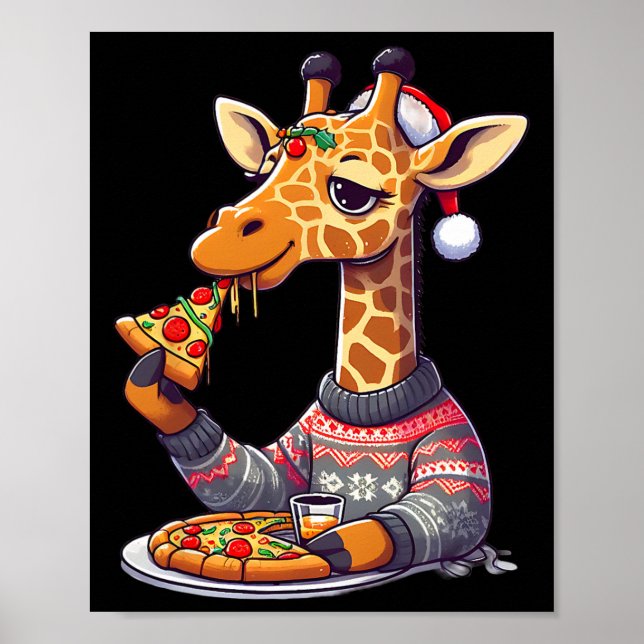 Affiche Girafe de Pizza de Noël  (Devant)