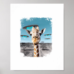 Affiche Girafe Drôle Afrique Savannah Selfie avec un Extra