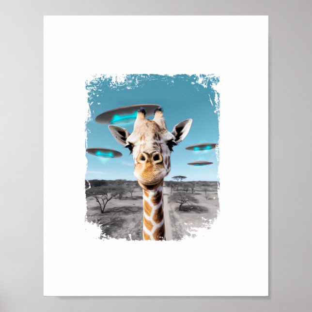 Affiche Girafe Drôle Afrique Savannah Selfie avec un Extra (Devant)