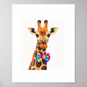 Affiche Girafe Drôle Avec Noeud Papillon Humour Animal