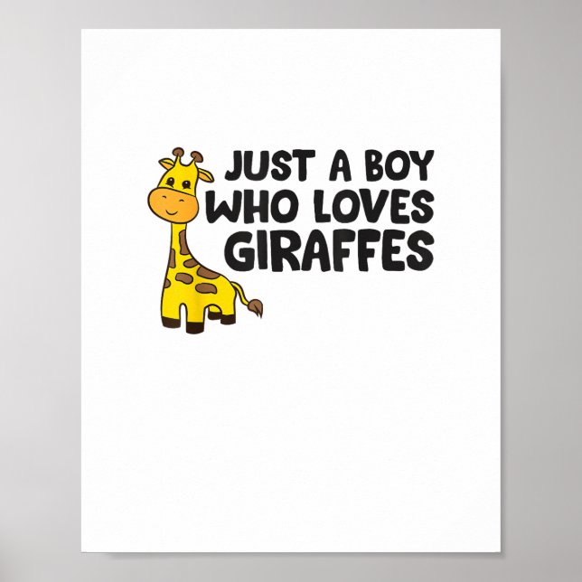 Affiche Girafe Drôle Juste un Garçon qui Aime les Girafes  (Devant)
