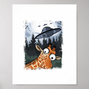 Affiche Girafe drôle UFO Zoo Animal Drôle Mème Graphique  