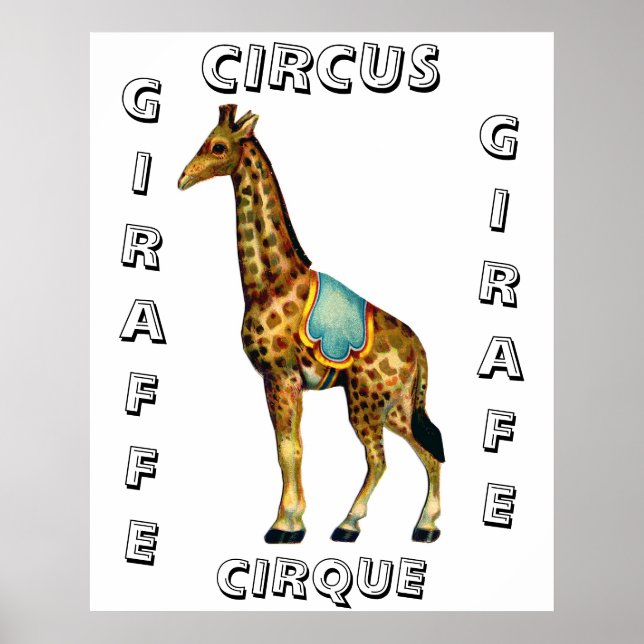 Affiche girafe du cirque vintage (Devant)