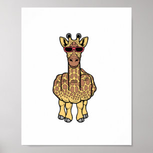 Affiche Girafe du doigt du milieu Funny offensant rude saf