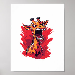 Affiche Girafe En Colère Graphique Girafe Drôle Kawaii  