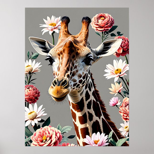 Affiche girafe floral (Devant)