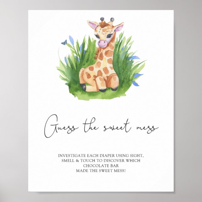 Affiche Girafe - jeu devine le doux désordre (Devant)
