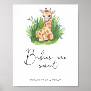 Affiche Girafe - les bébés sont mignons