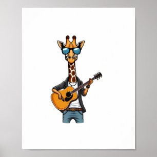 Affiche Girafe Mignonne Jouant de la Guitare Girafes Music