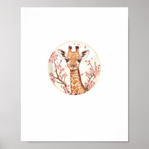 Affiche Girafe parmi les cerisiers en fleurs Art cercle