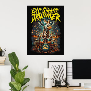 Affiche Girafe Rockstar - Cadeau de décoration pou