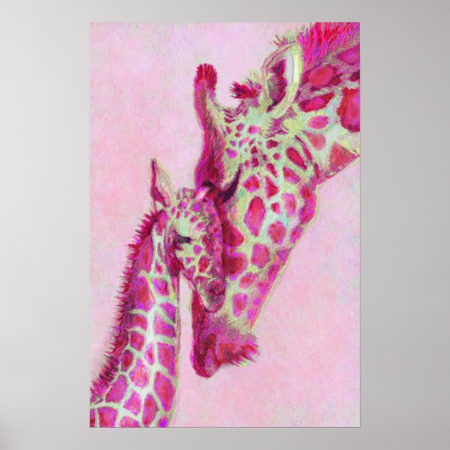 Affiche girafe rose (Devant)