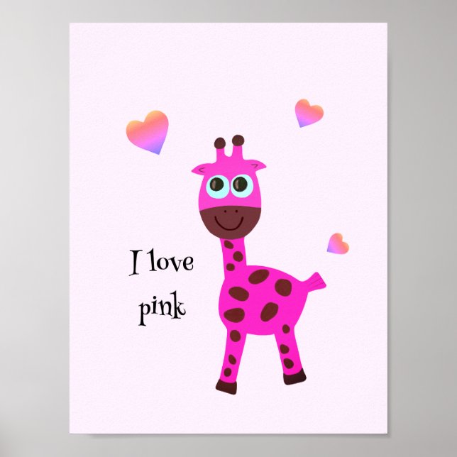 Affiche Girafe rose (Devant)