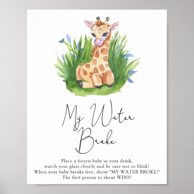 Affiche Girafe sauvage - Signe de jeu de rupture d'eau (Devant)