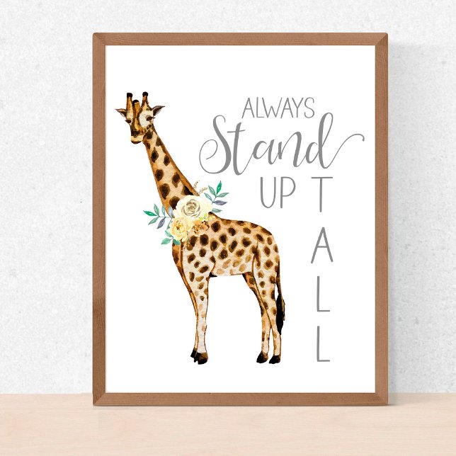 Affiche Girafe Se Tient Toujours Debout Moderne Aquarelle (Créateur téléchargé)