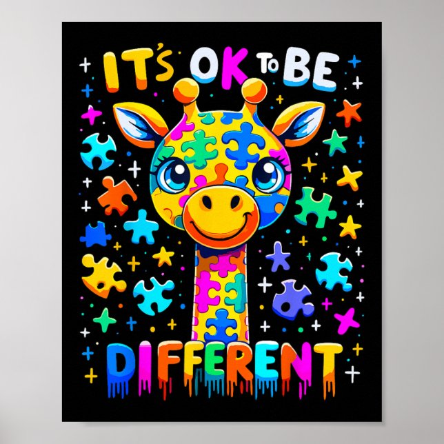 Affiche Girafe Sensibilisation à l'autisme C'est Ok D'être (Devant)