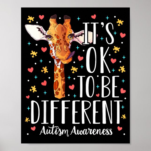 Affiche Girafe Sensibilisation à l'autisme C'est Ok Pour Ê (Devant)