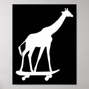 Affiche Girafe Skateboarding Planche à roulettes 