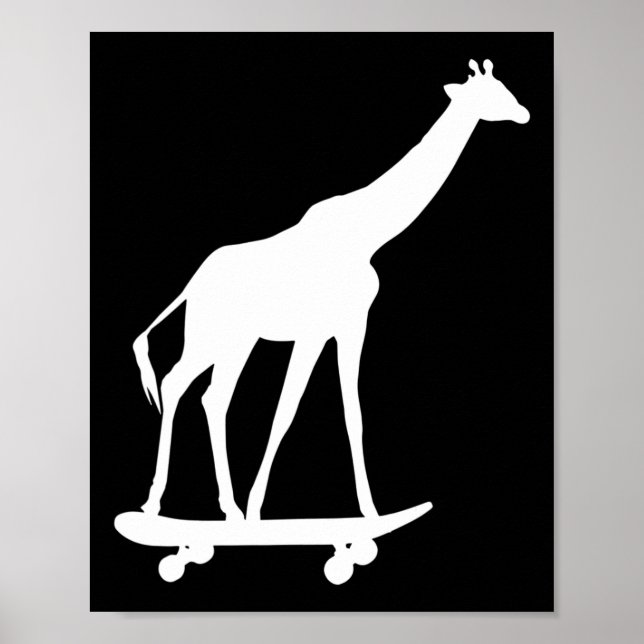 Affiche Girafe Skateboarding Planche à roulettes  (Devant)