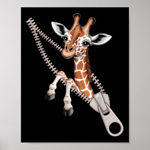 Affiche Girafe sortant d'une fermeture éclair Costume drôl