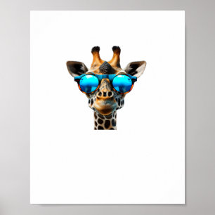 Affiche Girafe souriante drôle avec des lunettes de soleil