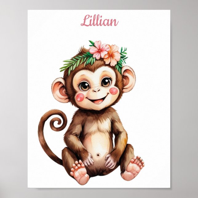 Affiche Girafe sur mesure pour fille dans la jungle (Devant)