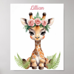 Affiche Girafe sur mesure pour fille dans la jungle
