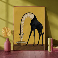 Girafe surréaliste buvant dans un bol Art minimali