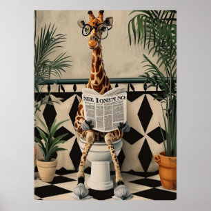 Affiche Girafe Utilisant les Toilettes – Art d'Humour de S