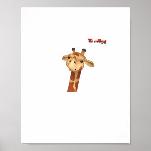 Affiche girafe visage fronçant les sourcils en colère emoj