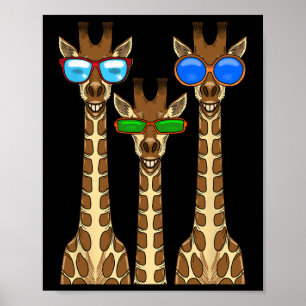 Affiche Girafes souriantes portant des Sungles Amusants An