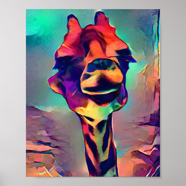 Affiche Giraffe Abstraite colorée (Devant)