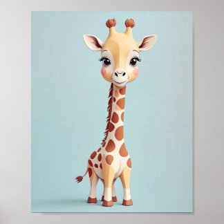 Affiche Giraffe adorable - Safari Animal Nursery Wall Art
