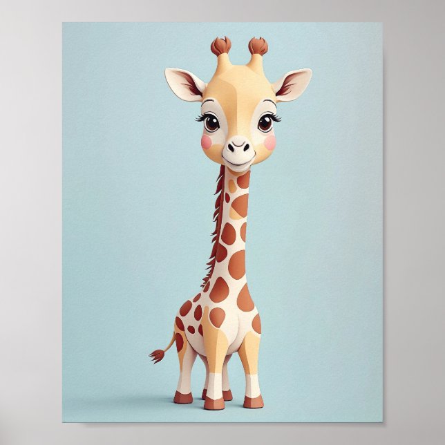 Affiche Giraffe adorable - Safari Animal Nursery Wall Art (Devant)