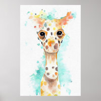 Giraffe Animal sauvage Nature Aquarelle Peinture A
