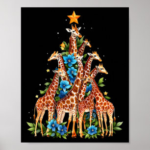 Affiche Giraffe Arbre de Noël Cute Amateurs de Giraffe Noë