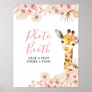 Affiche Giraffe Boho rose pâle Baby shower photo