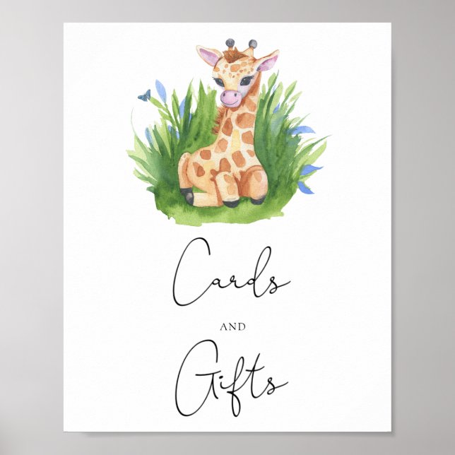 Affiche Giraffe - cartes et cadeaux baby shower (Devant)