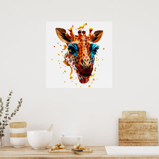 Affiche Giraffe colorée