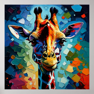 Affiche Giraffe colorée 302