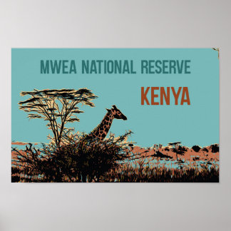 Affiche Giraffe dans la réserve nationale de Mwea, Kenya