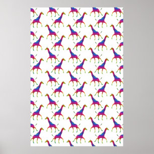 Affiche Giraffe de couleur arc-en-ciel