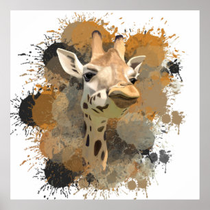 Affiche Giraffe de la faune africaine Abstraite peinture
