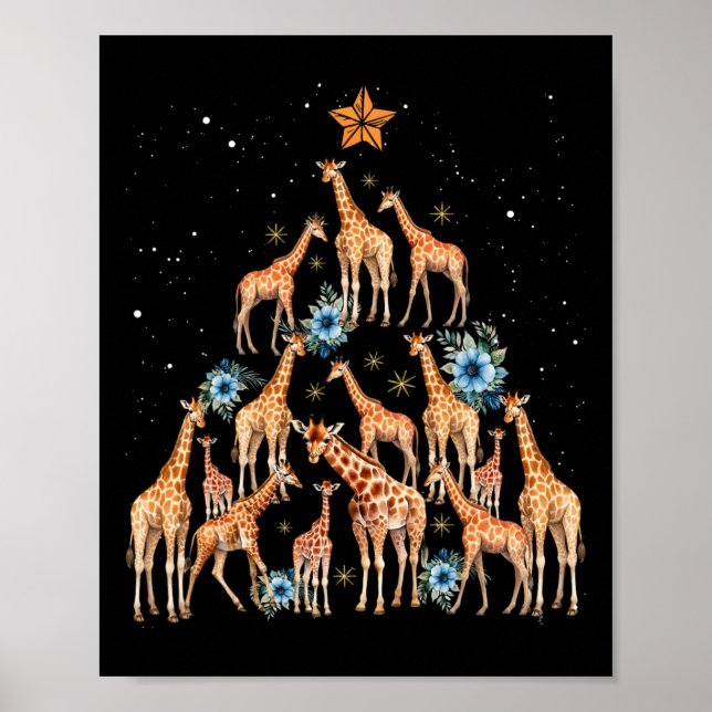 Affiche Giraffe de Noël Amateurs de girafe Noël Noël Ho (Devant)