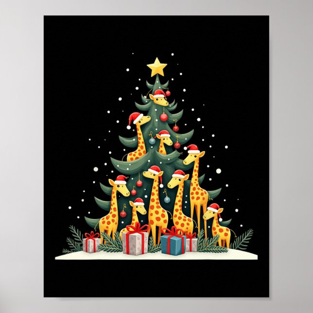 Affiche Giraffe de Noël Amateurs de girafe Noël Noël Ho (Devant)