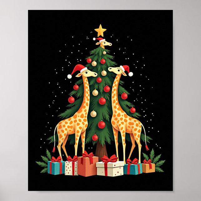 Affiche Giraffe de Noël Amateurs de girafe Noël Noël Ho (Devant)