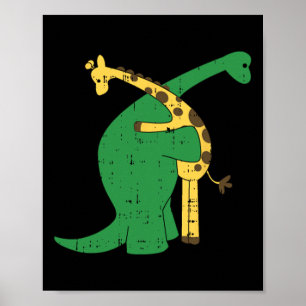 Affiche Giraffe Dinosaur Hug Love Dino Animaux Safari Hall