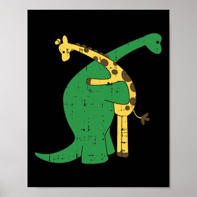 Affiche Giraffe Dinosaur Hug Love Dino Animaux Safari Hall (Devant)